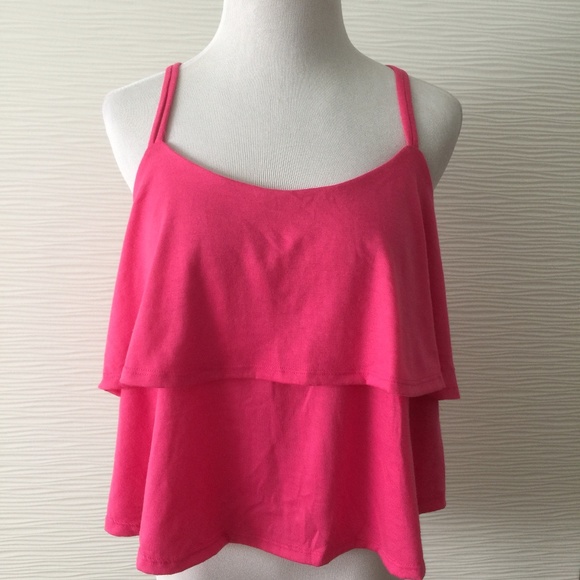 Bebe Pink Layered Flowy Tank Top - Picture 1 of 8